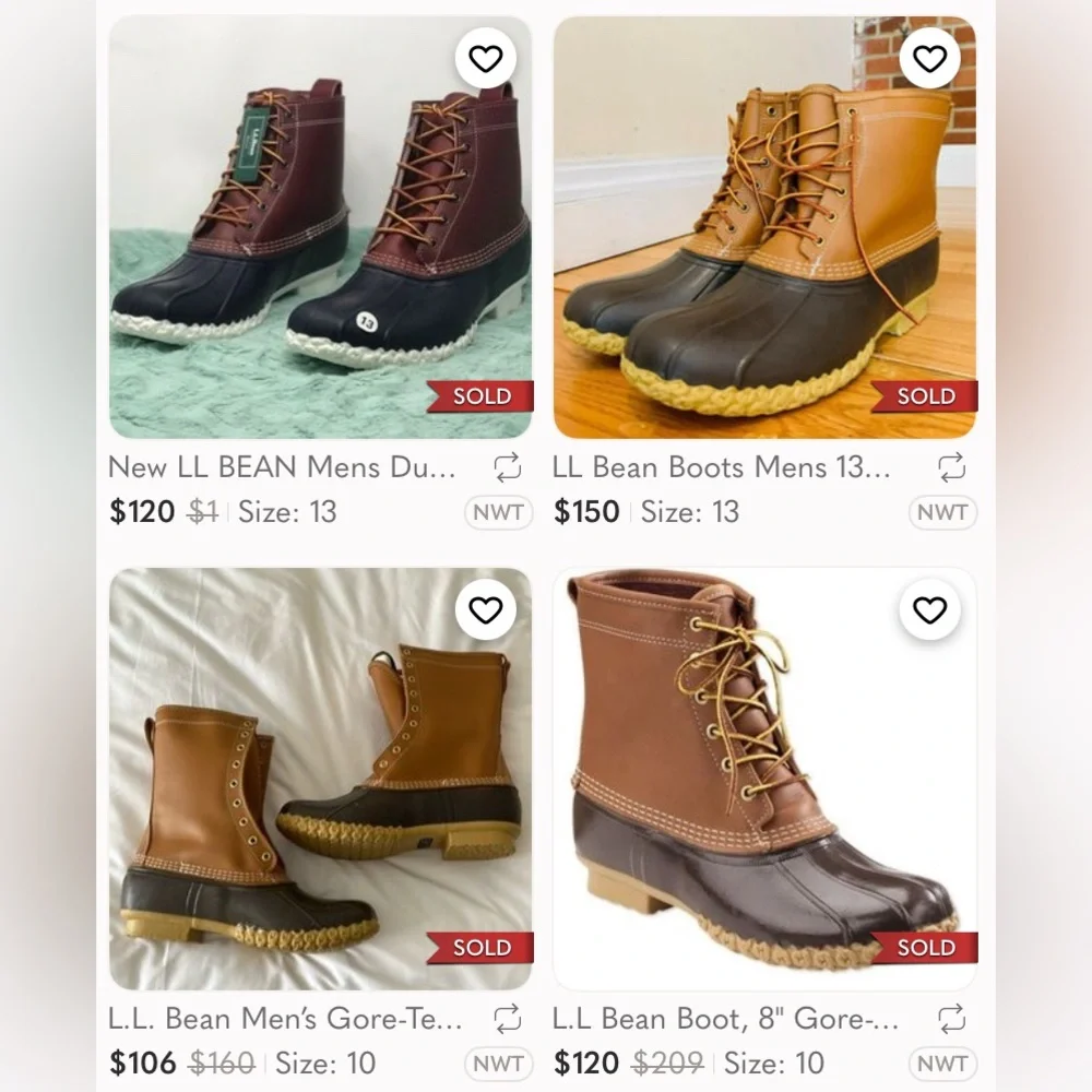 L.L. Bean Mens 10 6” Bean Duck Boots Hunting Fishing Camping‎ Outdoors Tan Brown